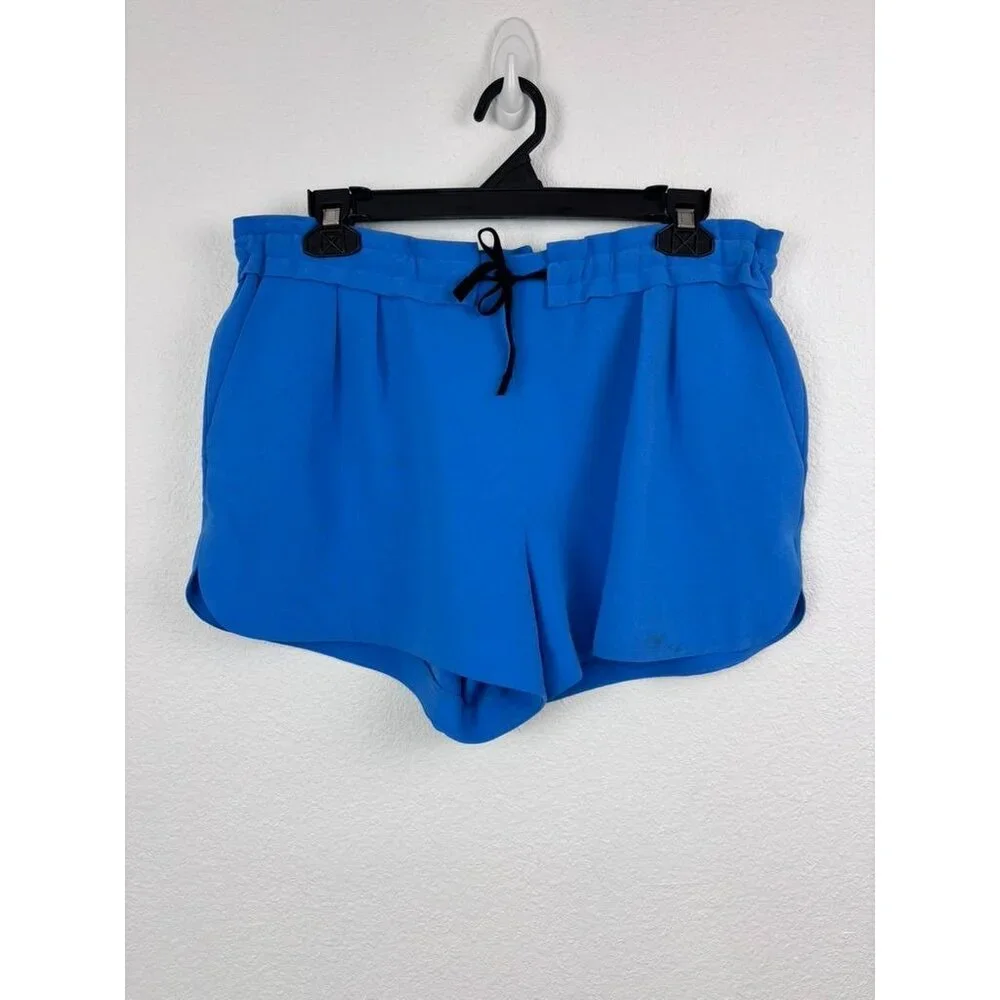 Rag and Bone women's medium royal blue Ivette‎ drawstring paper bag shorts
